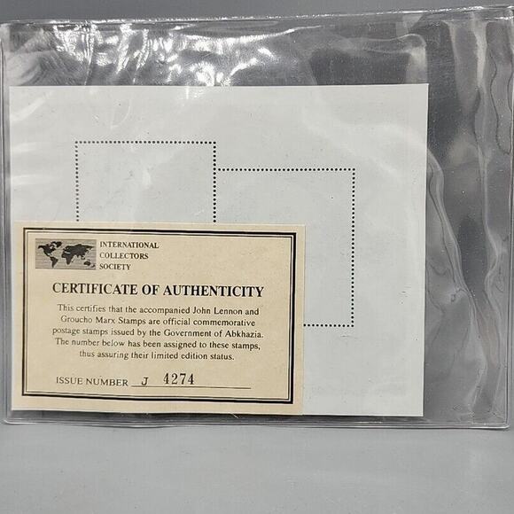 JOHN LENNON & GROUCHO MARX Postage Stamp Sheet With Certificate of Authenticity - Picture 5 of 8